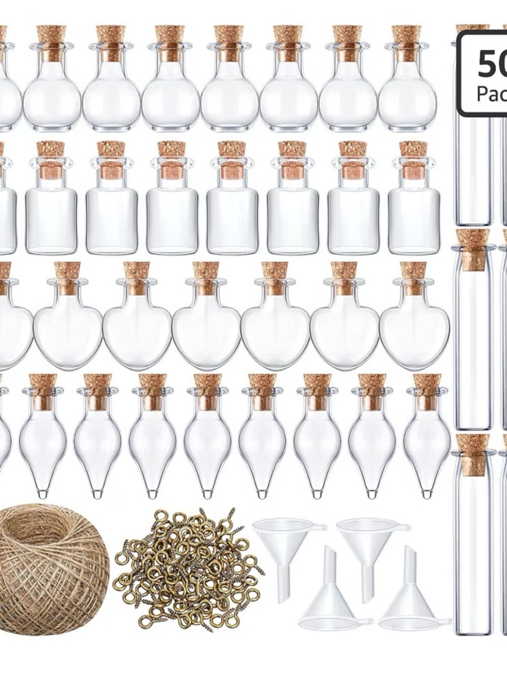 Set of 49 Empty Mini Glass Bottles - Picture 2 of 8